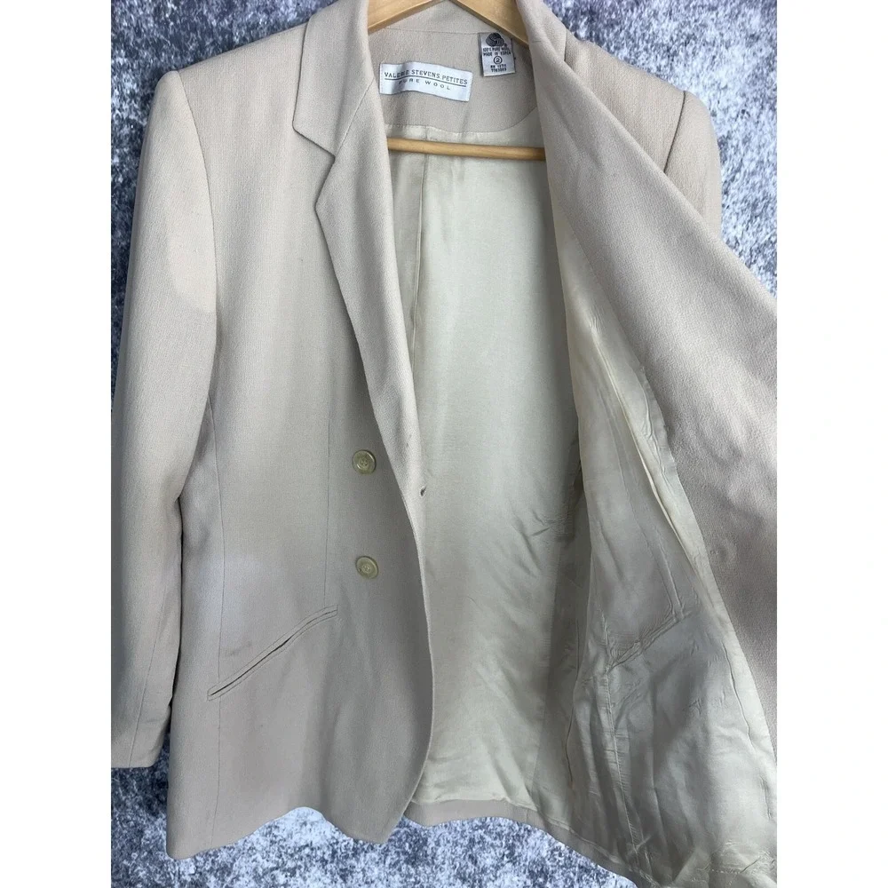 Valerie Stevens Jacket Womens 2 P Wool‎ Beige Blazer Office Work Weekend preppy